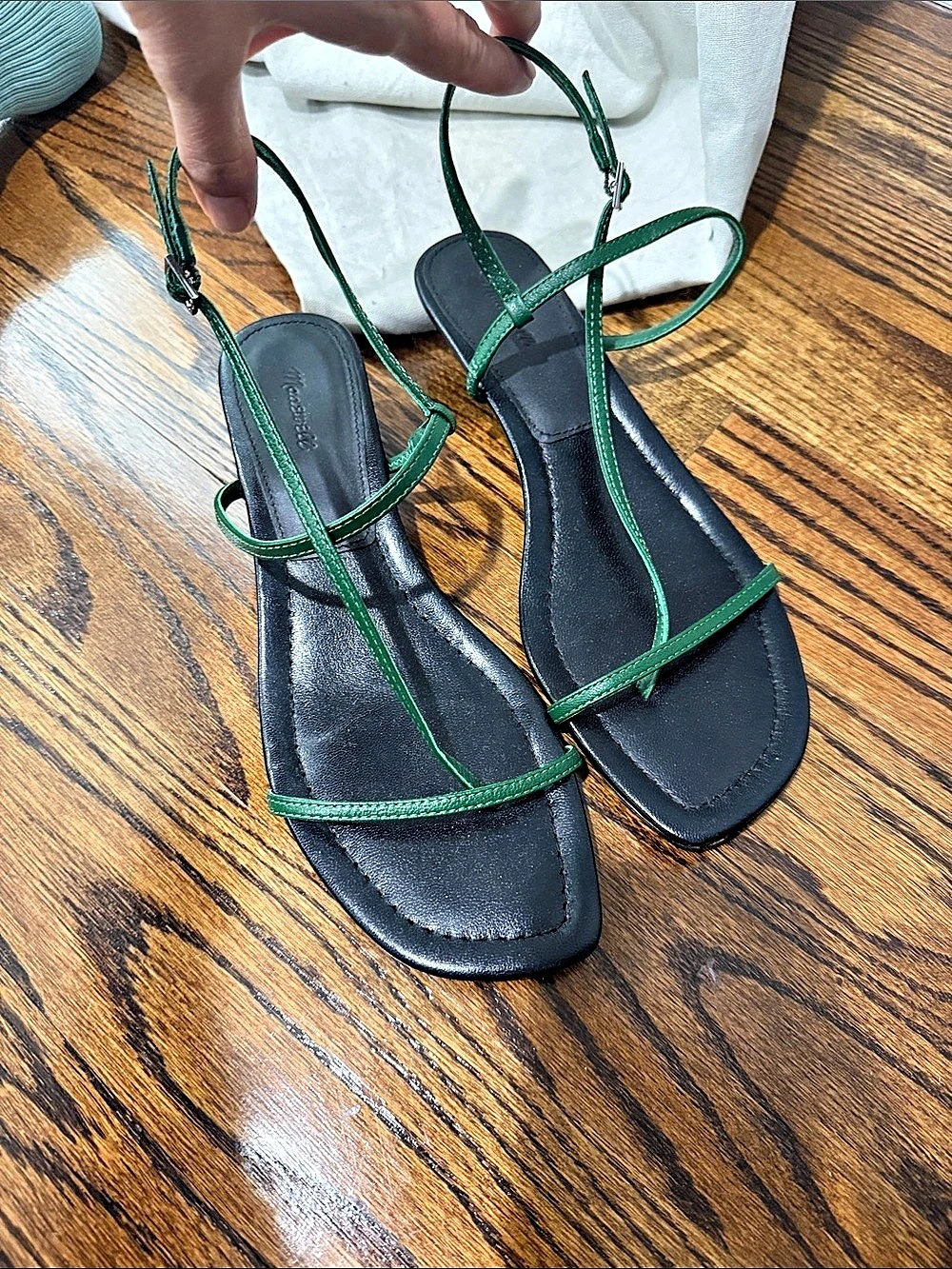 Mademoiselle Green Strappy Flat Sandals